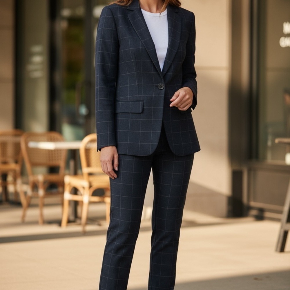 Banana Republic Navy Windowpane Blazer - Picture 2 of 7